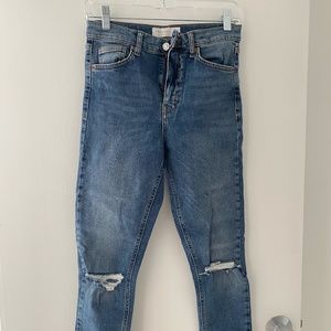 Topshop Jamie High Waisted Ripped Skinny Jeans Size 28